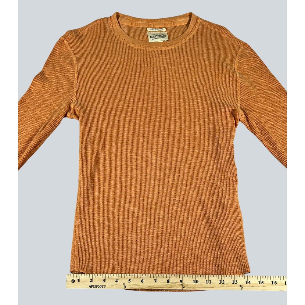 Lucky Brand Mens Lived In Thermal Waffle Knit Shirt Burnt Orange Size Small - Picture 4 of 14